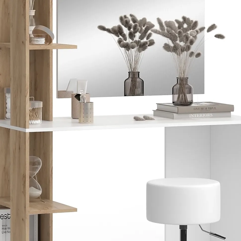 Vicco Coiffeuse Blanc/Sonoma 122.2cm avec tabouret