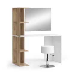Vicco Coiffeuse Blanc/Sonoma 122.2cm avec tabouret
