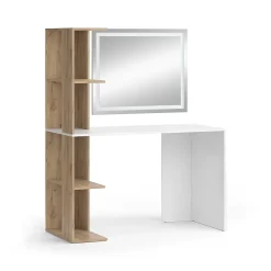 Vicco Coiffeuse Blanc/Sonoma 122.2cm avec miroir LED