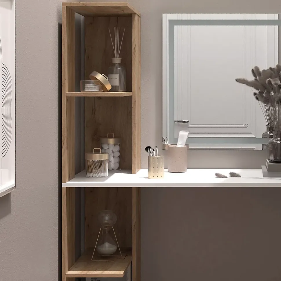 Vicco Coiffeuse Blanc/Sonoma 122.2cm avec miroir LED