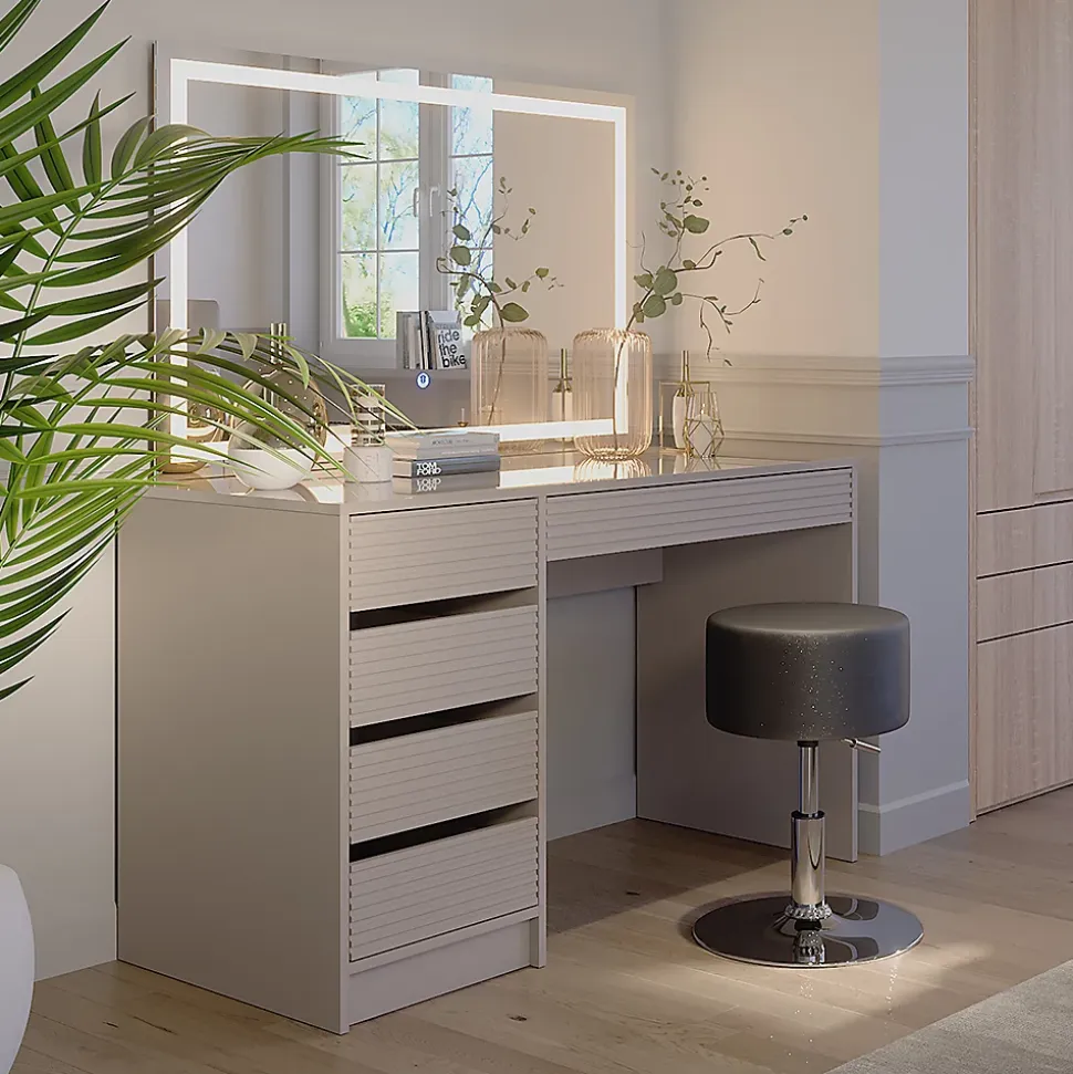 Vicco Coiffeuse Cachemire 120cm avec miroir LED et tabouret