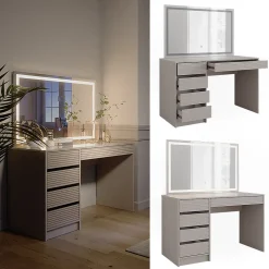 Vicco Coiffeuse Cachemire 120cm avec miroir LED