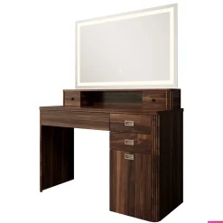 Vicco Coiffeuse Chêne rustique 120cm avec miroir LED