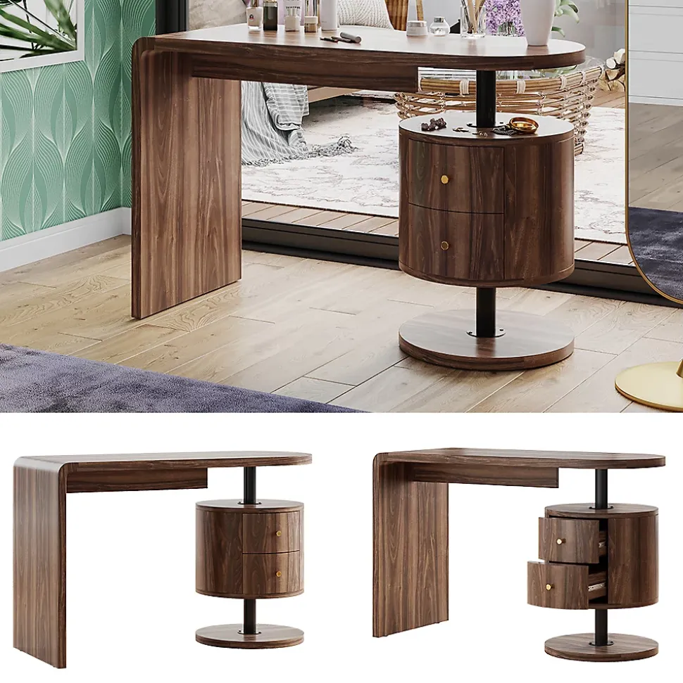 Vicco Coiffeuse Chêne rustique 120cm avec 2 tiroirs