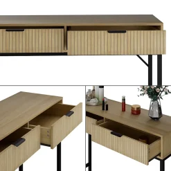 Vicco Coiffeuse Chêne 100x75cm avec 2 tiroirs