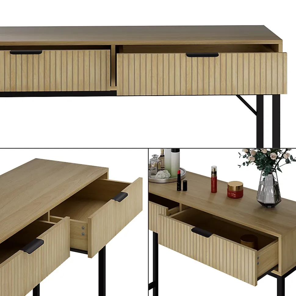 Vicco Coiffeuse Chêne 100x75cm avec 2 tiroirs