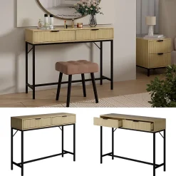 Vicco Coiffeuse Chêne 100x75cm avec 2 tiroirs