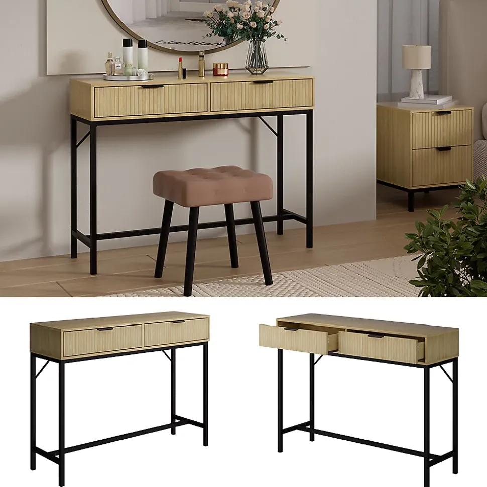 Vicco Coiffeuse Chêne 100x75cm avec 2 tiroirs
