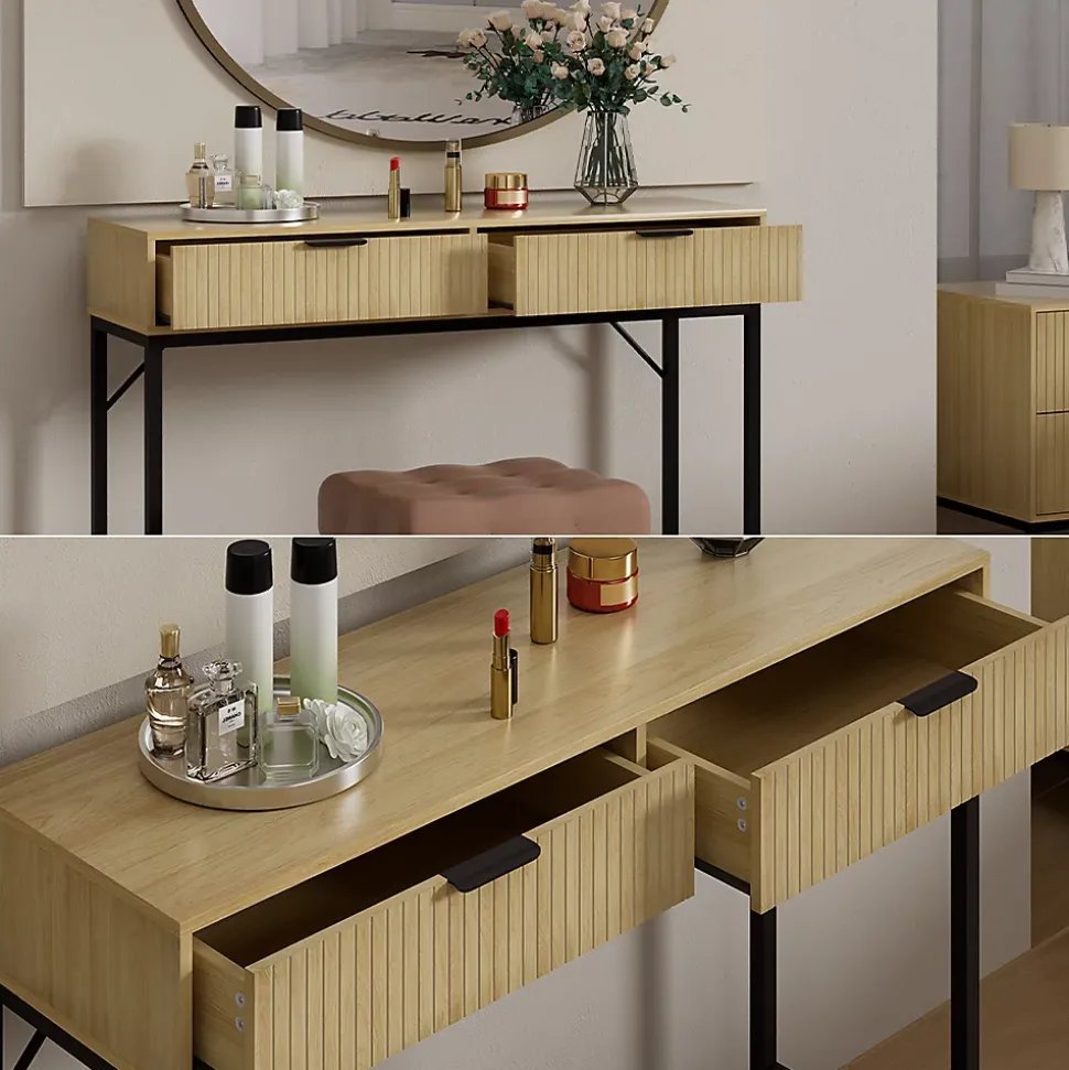 Vicco Coiffeuse Chêne 100x75cm avec 2 tiroirs