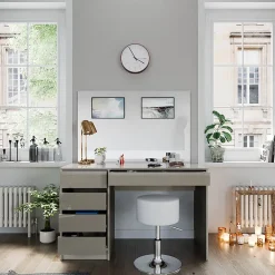 Vicco Coiffeuse Grège 120cm avec tabouret
