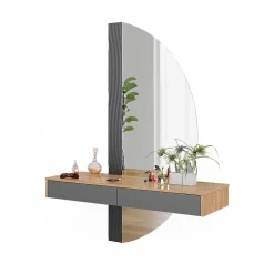Vicco Coiffeuse Gris 120cm avec 2 tiroirs