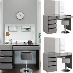 Vicco Coiffeuse Gris 55cm avec tabouret
