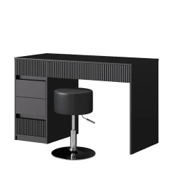 Vicco Coiffeuse Noir 120cm avec tabouret