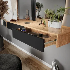 Vicco Coiffeuse Noir 120cm avec 2 tiroirs