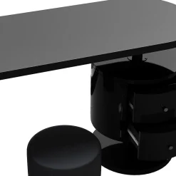 Vicco Coiffeuse Noir Haute brillance 120cm avec tabouret