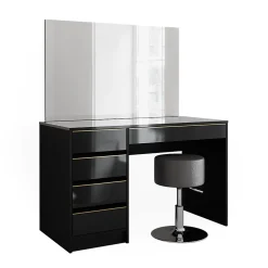 Vicco Coiffeuse noir/or 55cm avec tabouret
