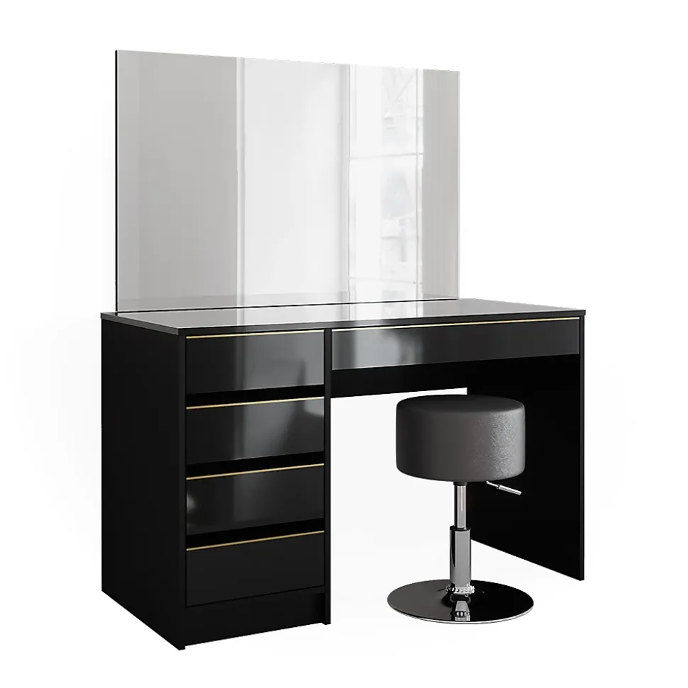 Vicco Coiffeuse noir/or 55cm avec tabouret