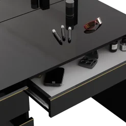 Vicco Coiffeuse noir/or 55cm avec miroir