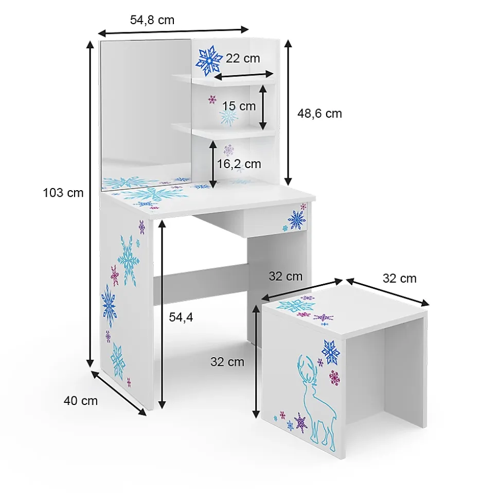 Vicco Coiffeuse pour enfants Blanc 54.8cm