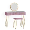 Vicco Coiffeuse Rose 100cm avec éclairage LED et tabouret