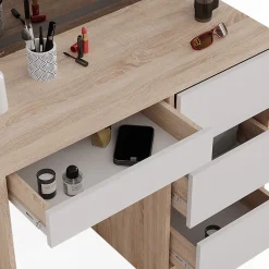 Vicco Coiffeuse Sonoma 40cm avec miroir LED