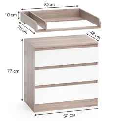 Vicco Commode à langer Blanc/Sonoma 80x87cm