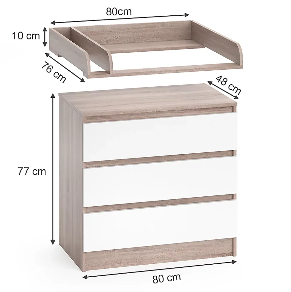 Vicco Commode à langer Blanc/Sonoma 80x87cm