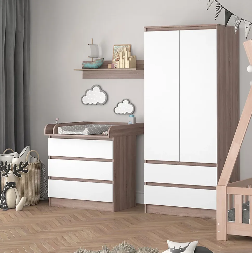 Vicco Commode à langer Blanc/Sonoma 80x87cm
