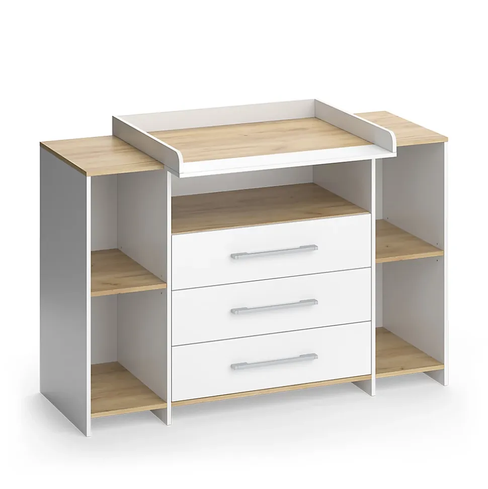 Vicco Commode à langer Chêne blanc/force de lor 143.2x93cm avec 3 tiroirs