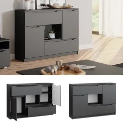 Vicco Commode avec tiroirs Anthracite 30x84cm