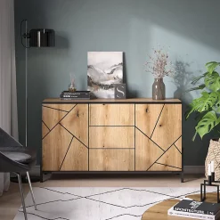 Vicco Commode avec tiroirs Chêne 124x69.6cm