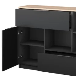 Vicco Commode avec tiroirs Anthracite 120x83.6cm 2x porte, 2x tiroir et 1x compartiment ouvert