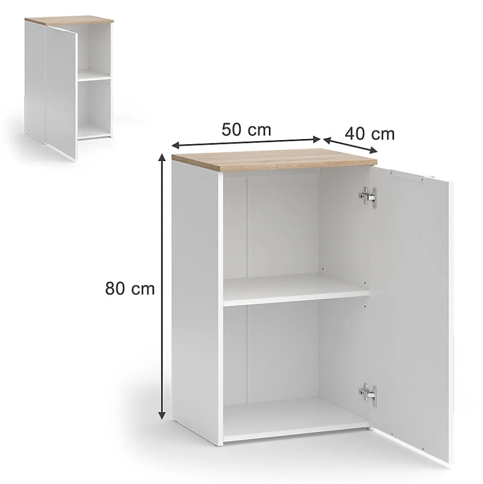 Vicco Commode Blanc 50x80cm avec étagère