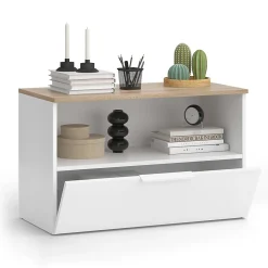 Vicco Commode Blanc/Sonoma 80x50cm avec 1 compartiment fermé
