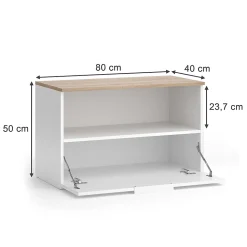 Vicco Commode Blanc/Sonoma 80x50cm avec 1 compartiment fermé