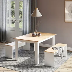 Vicco Ensemble de banquette dangle Chêne blanc/force de lor 137.6x92.8cm avec 2 bancs