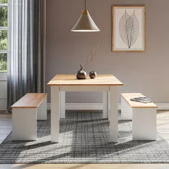 Vicco Ensemble de banquette dangle Chêne blanc/force de lor 137.6x92.8cm avec 2 bancs
