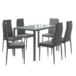 Vicco Ensemble de table à manger Gris 120x75cm ensemble de 6 étagères