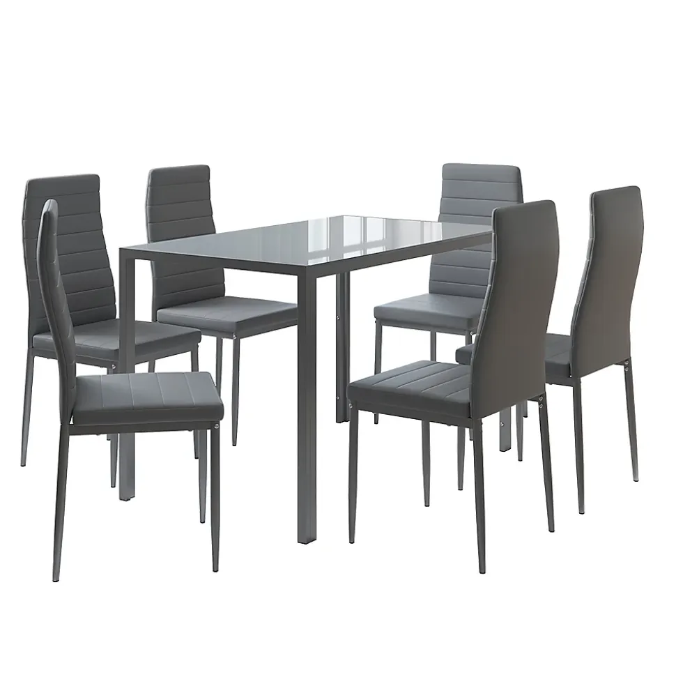 Vicco Ensemble de table à manger Gris 120x75cm ensemble de 6 étagères