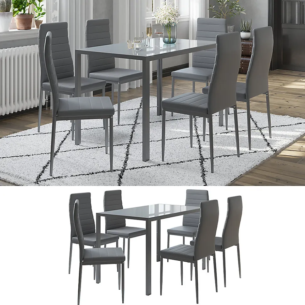Vicco Ensemble de table à manger Gris 120x75cm ensemble de 6 étagères