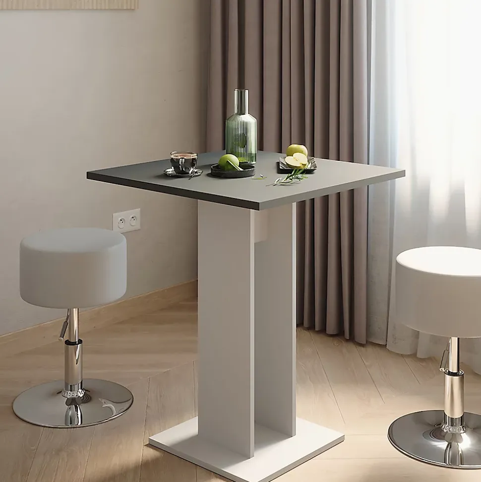Vicco Ensemble de table à manger blanc/anthracite 65x65cm avec 2 tabourets