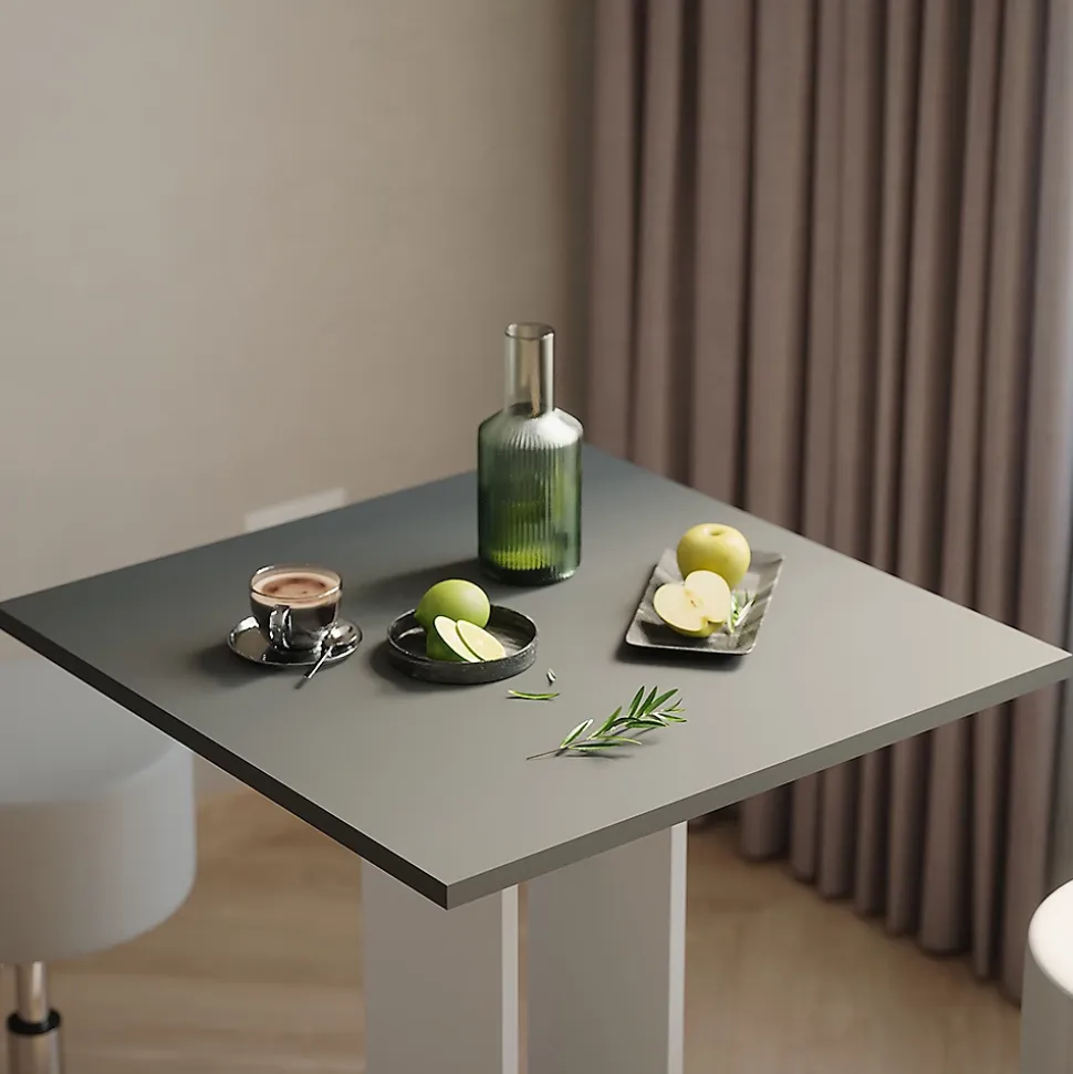 Vicco Ensemble de table à manger blanc/anthracite 65x65cm avec 2 tabourets