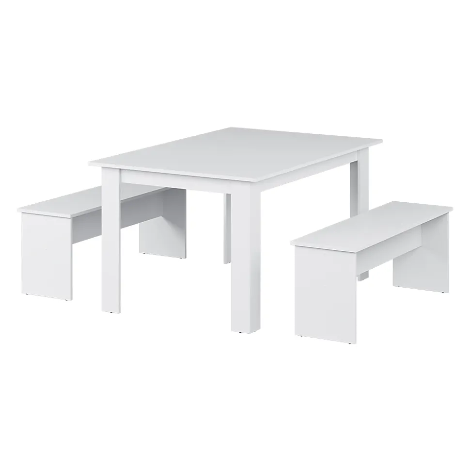 Vicco Ensemble de table à manger Blanc 137.6x92.8cm avec 2 bancs