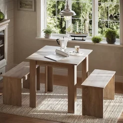 Vicco Ensemble de table à manger Sonoma 80x80cm avec 2 bancs