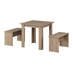 Vicco Ensemble de table à manger Sonoma 80x80cm avec 2 bancs