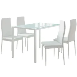 Vicco Ensemble de table à manger Blanc 120x75cm avec 4 chaises