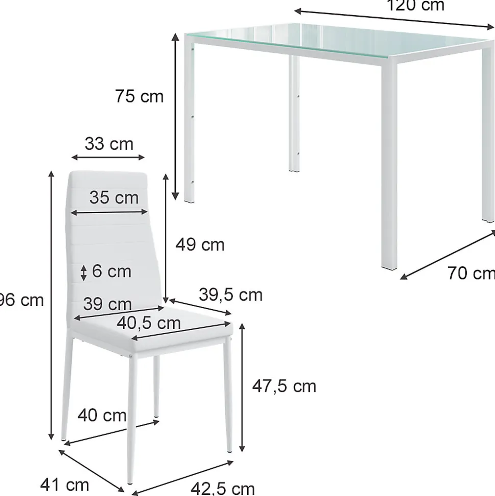 Vicco Ensemble de table à manger Blanc 120x75cm avec 4 chaises