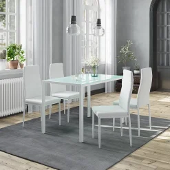 Vicco Ensemble de table à manger Blanc 120x75cm avec 4 chaises