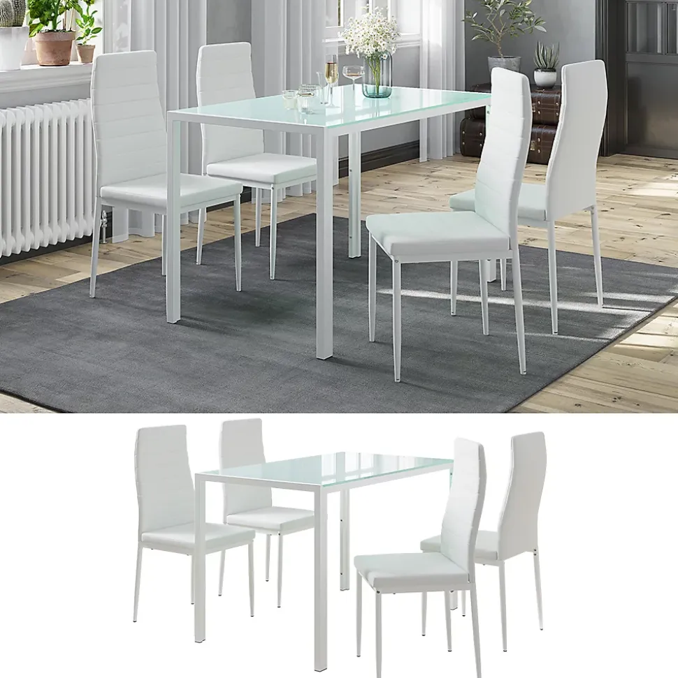 Vicco Ensemble de table à manger Blanc 120x75cm avec 4 chaises