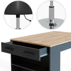 Vicco Ensemble de table à manger Anthracite/chêne doré 67x100cm avec 2 tabourets
